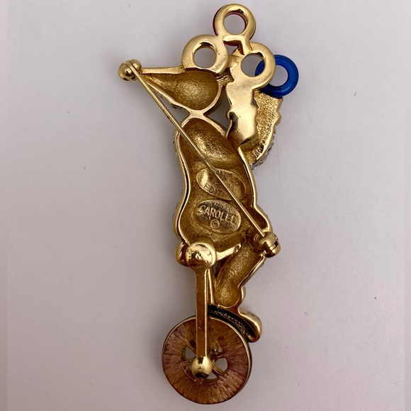 Vintage Carolee Limited Edition clown unicycle mechanical brooch - Picture 3 of 3